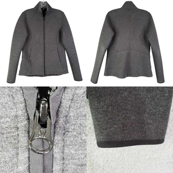 Lululemon Insculpt Zip Jacket Mock Neck Size 6 Heathered Black Gray Ponte Knit - Picture 1 of 11